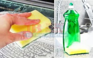 7 cách vệ sinh lò hấp nướng đa năng hiệu quả nhất 7 Vệ sinh bằng nước rửa chén
